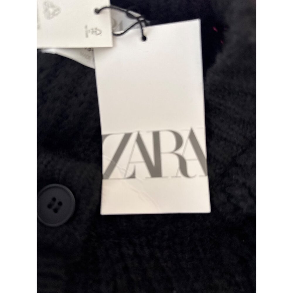 ZARA Kids Black Knit Cardigan Rhinestone Embellished Sleeves 13-14 Years NWT - Picture 8 of 16